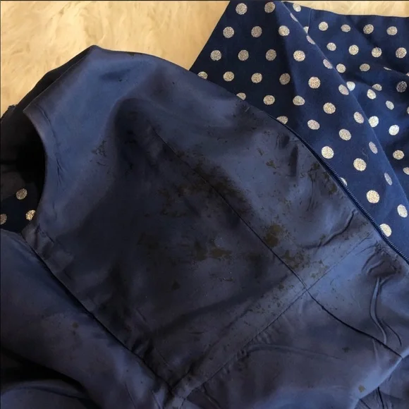 J.CREW Shimmer Polka Dot Navy Dress size 0 - Picture 8 of 8